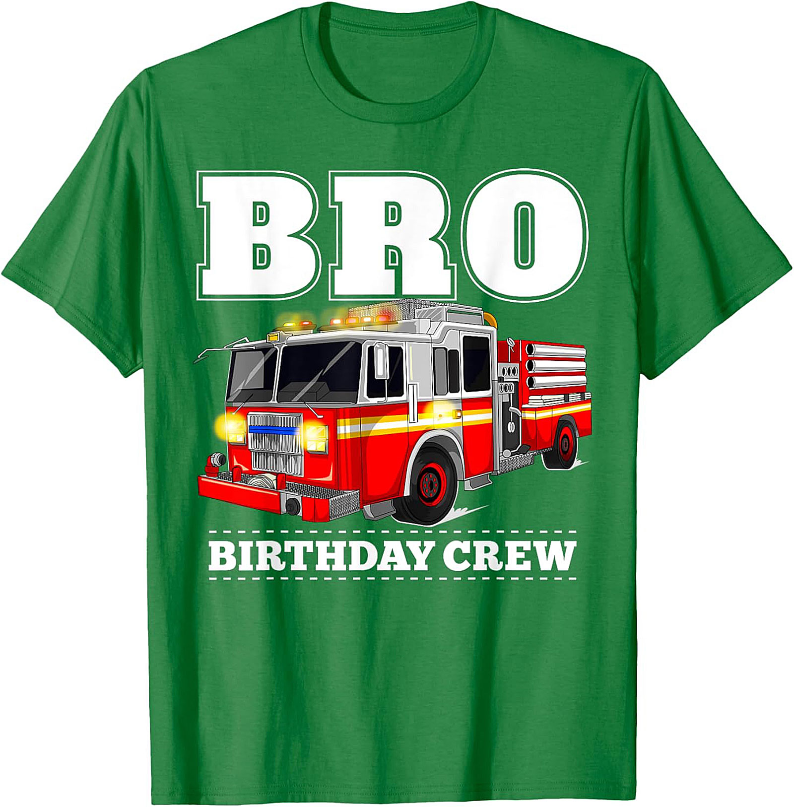 Bro Birthday Crew Fire Truck T-Shirt - Fire Engine Party Graphic Tee