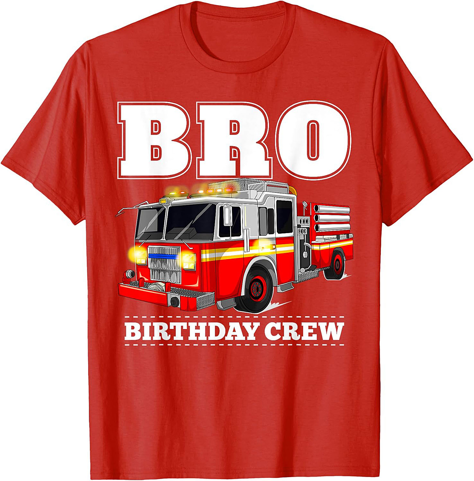 Bro Birthday Crew Fire Truck T-Shirt - Fire Engine Party Graphic Tee