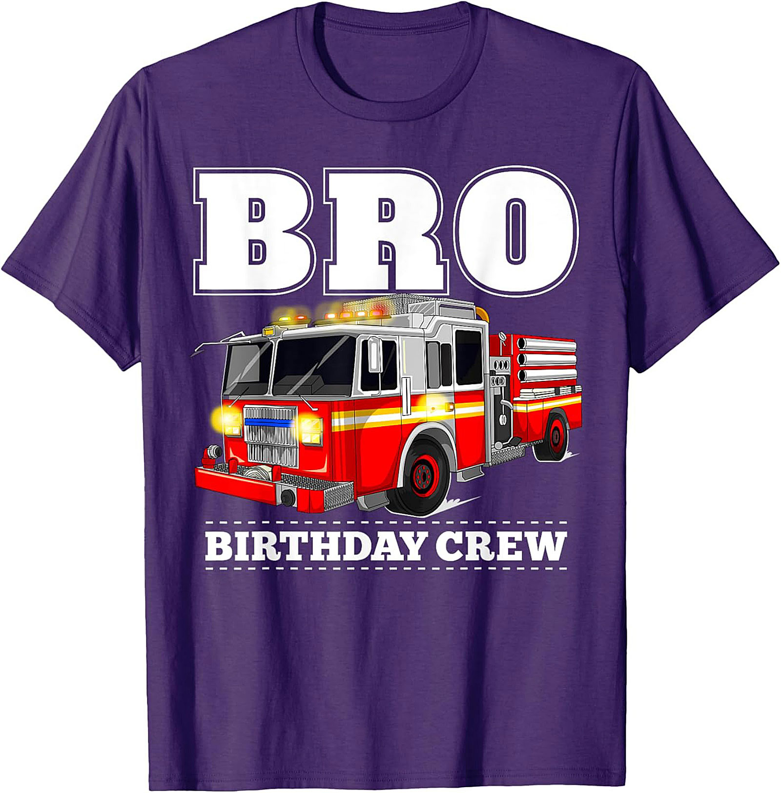 Bro Birthday Crew Fire Truck T-Shirt - Fire Engine Party Graphic Tee