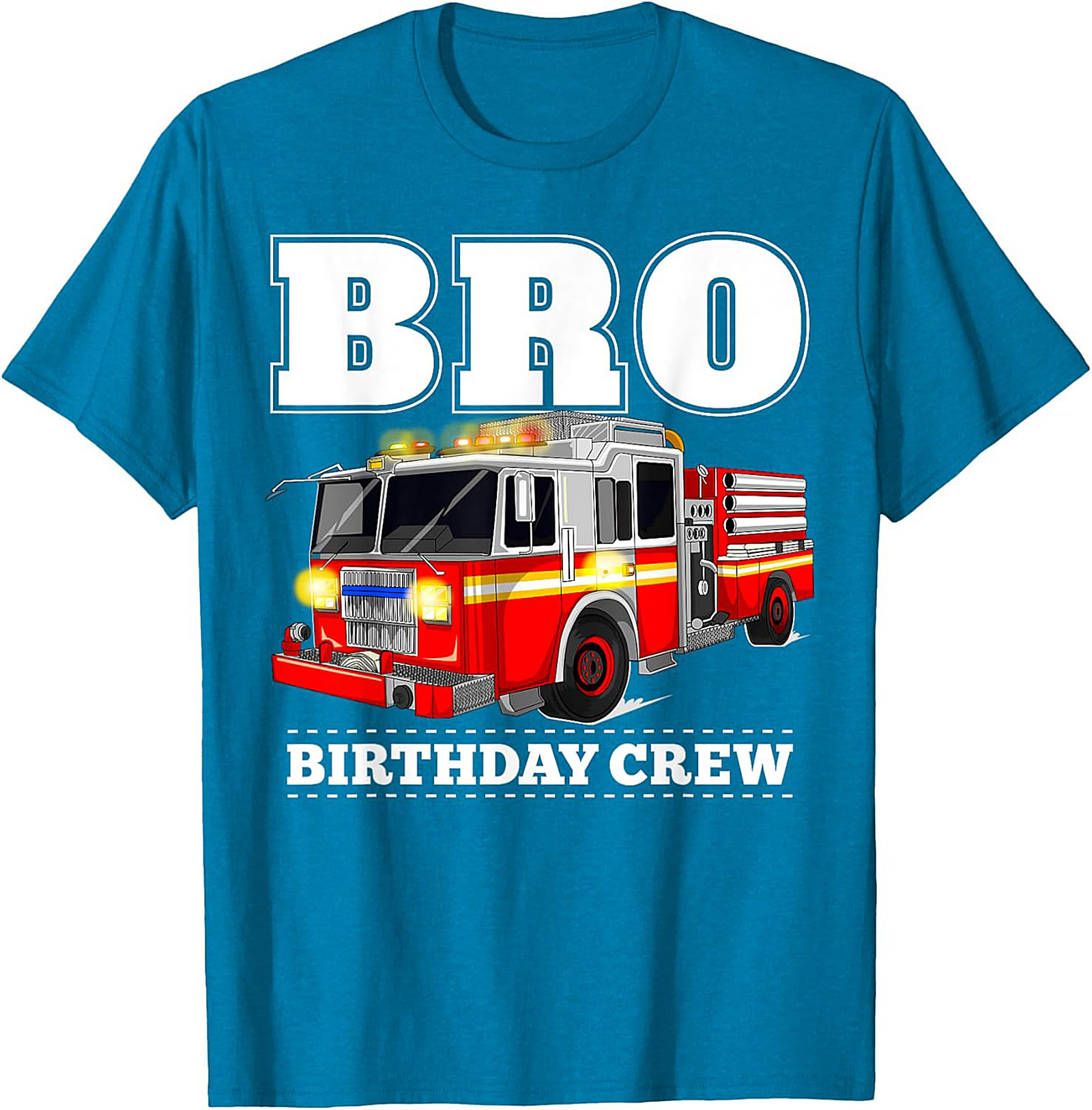 Bro Birthday Crew Fire Truck T-Shirt - Fire Engine Party Graphic Tee