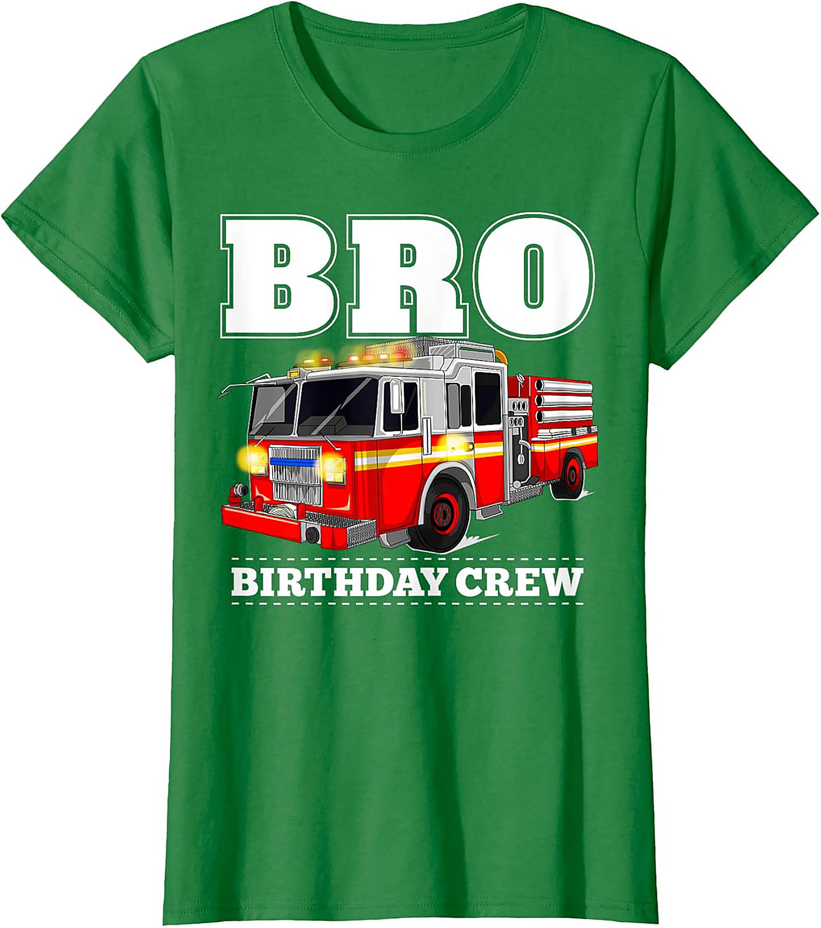 Bro Birthday Crew Fire Truck T-Shirt - Fire Engine Party Graphic Tee