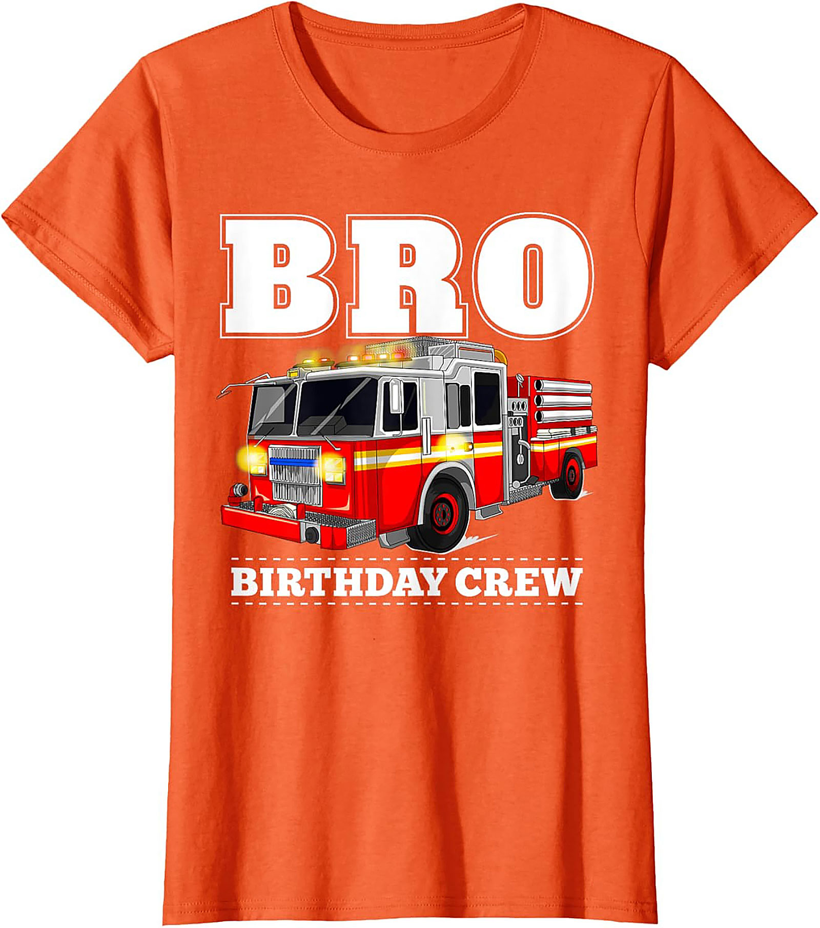 Bro Birthday Crew Fire Truck T-Shirt - Fire Engine Party Graphic Tee