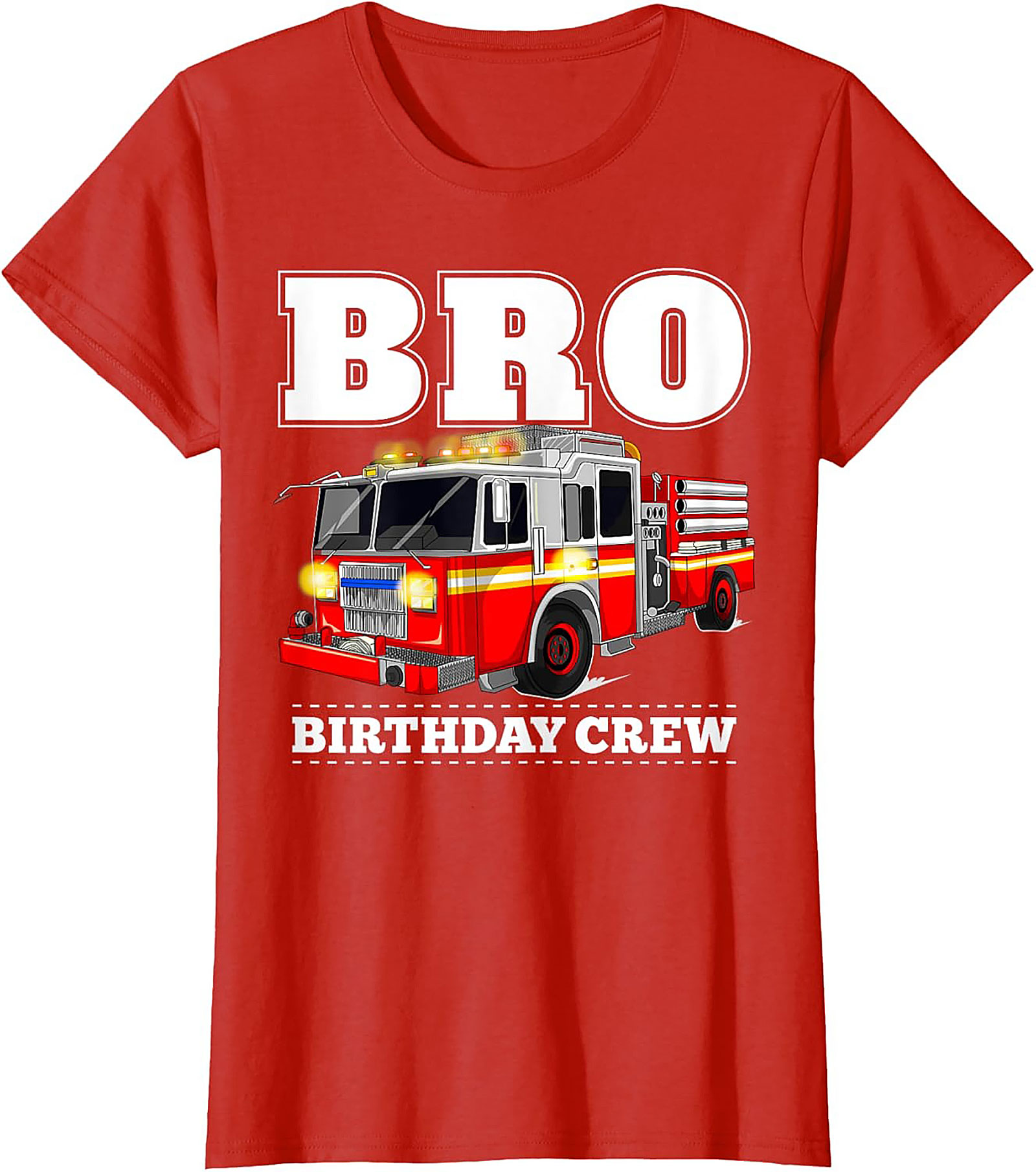 Bro Birthday Crew Fire Truck T-Shirt - Fire Engine Party Graphic Tee