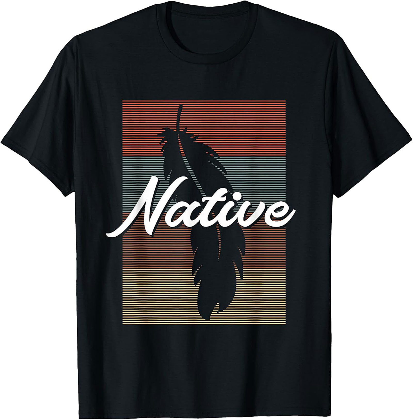 Native American Feather Retro Graphic Tee Indigenous Shirt