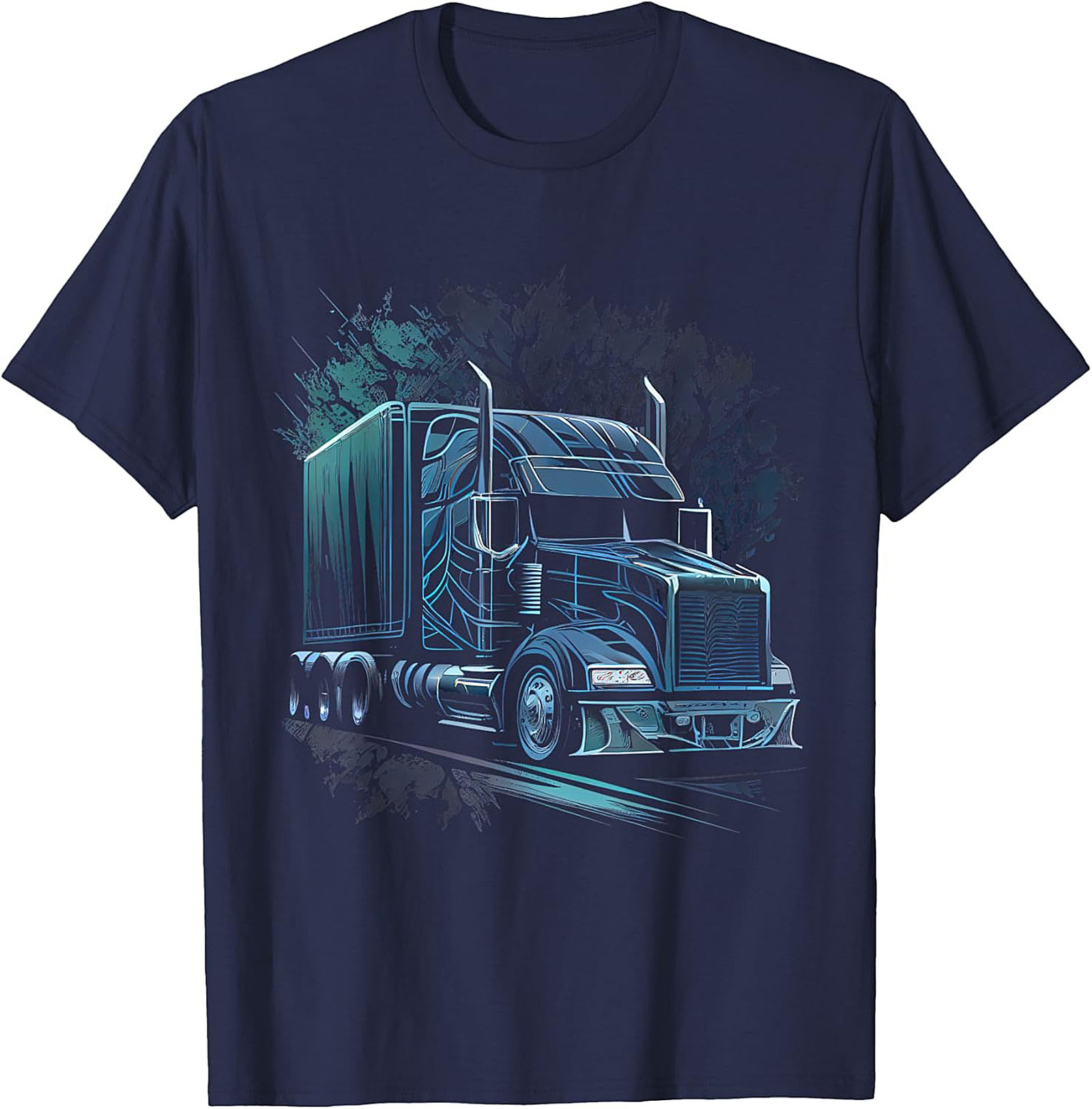Neon Night Rider Semi Truck Graphic Tee | Big Rig Diesel Trucker Shirt