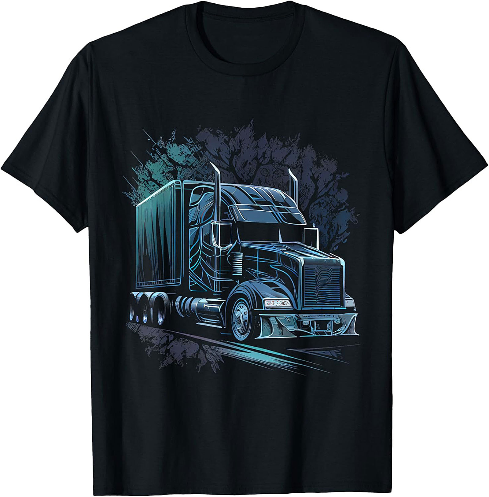 Neon Night Rider Semi Truck Graphic Tee | Big Rig Diesel Trucker Shirt