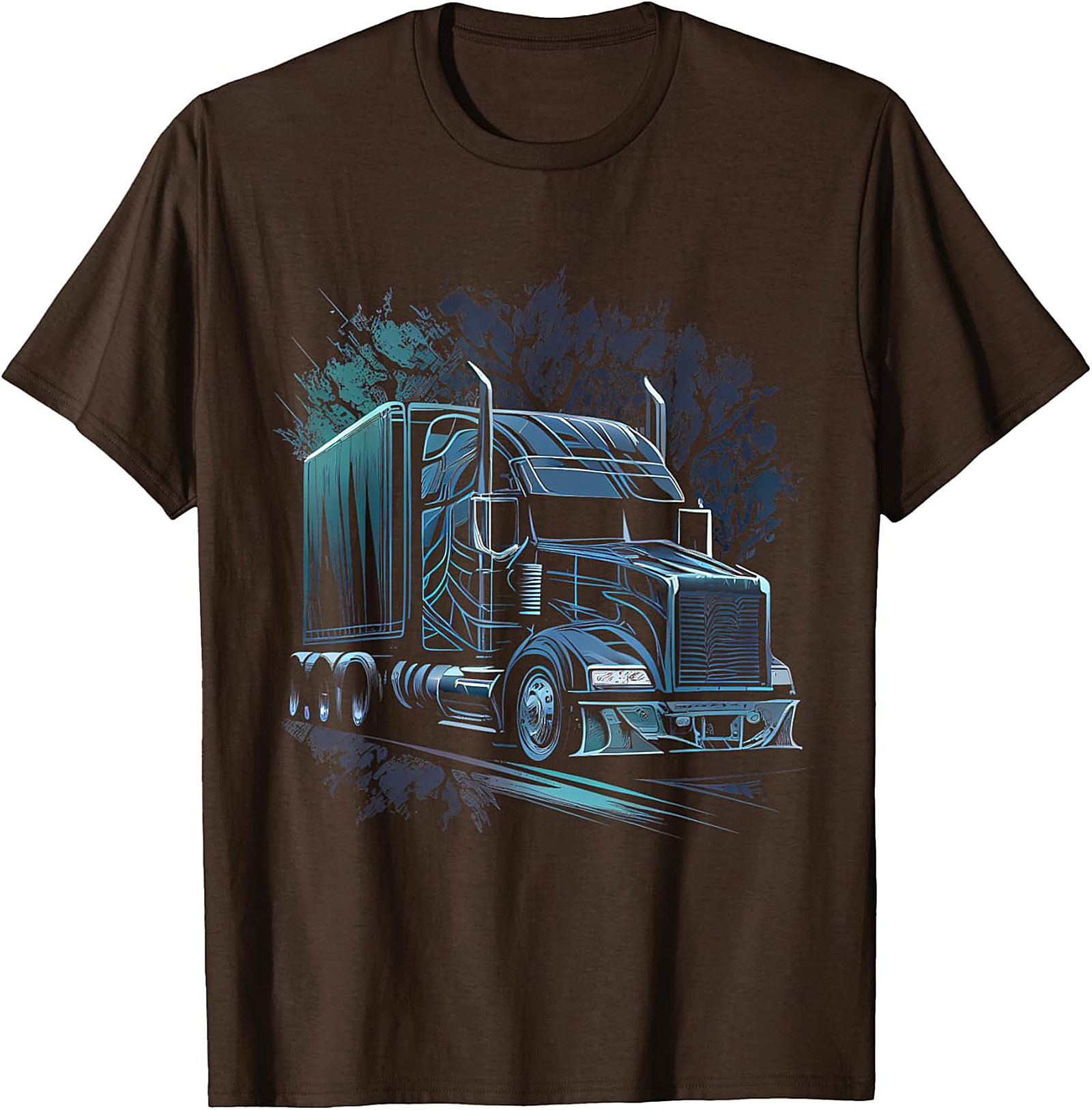 Neon Night Rider Semi Truck Graphic Tee | Big Rig Diesel Trucker Shirt