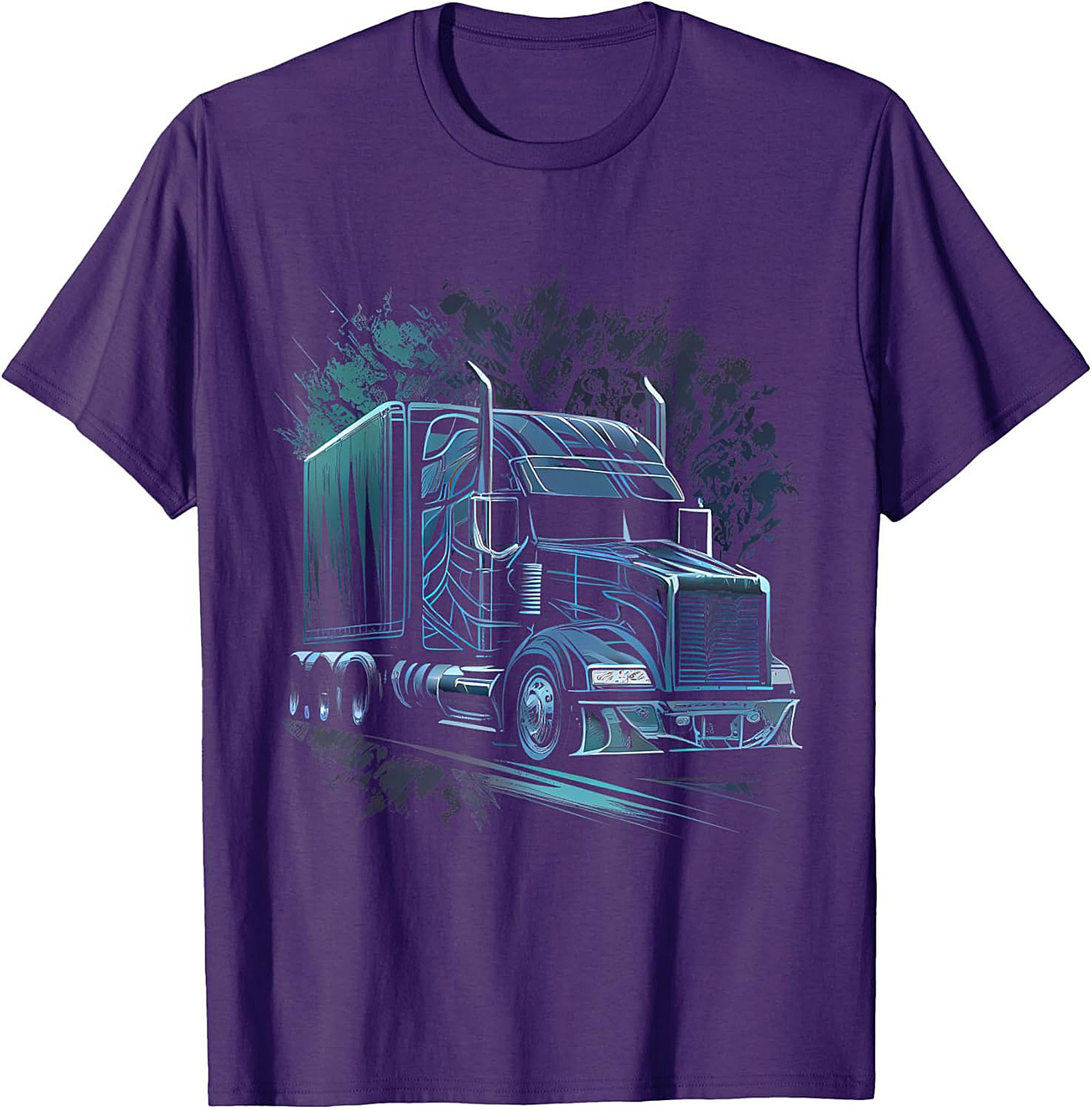 Neon Night Rider Semi Truck Graphic Tee | Big Rig Diesel Trucker Shirt