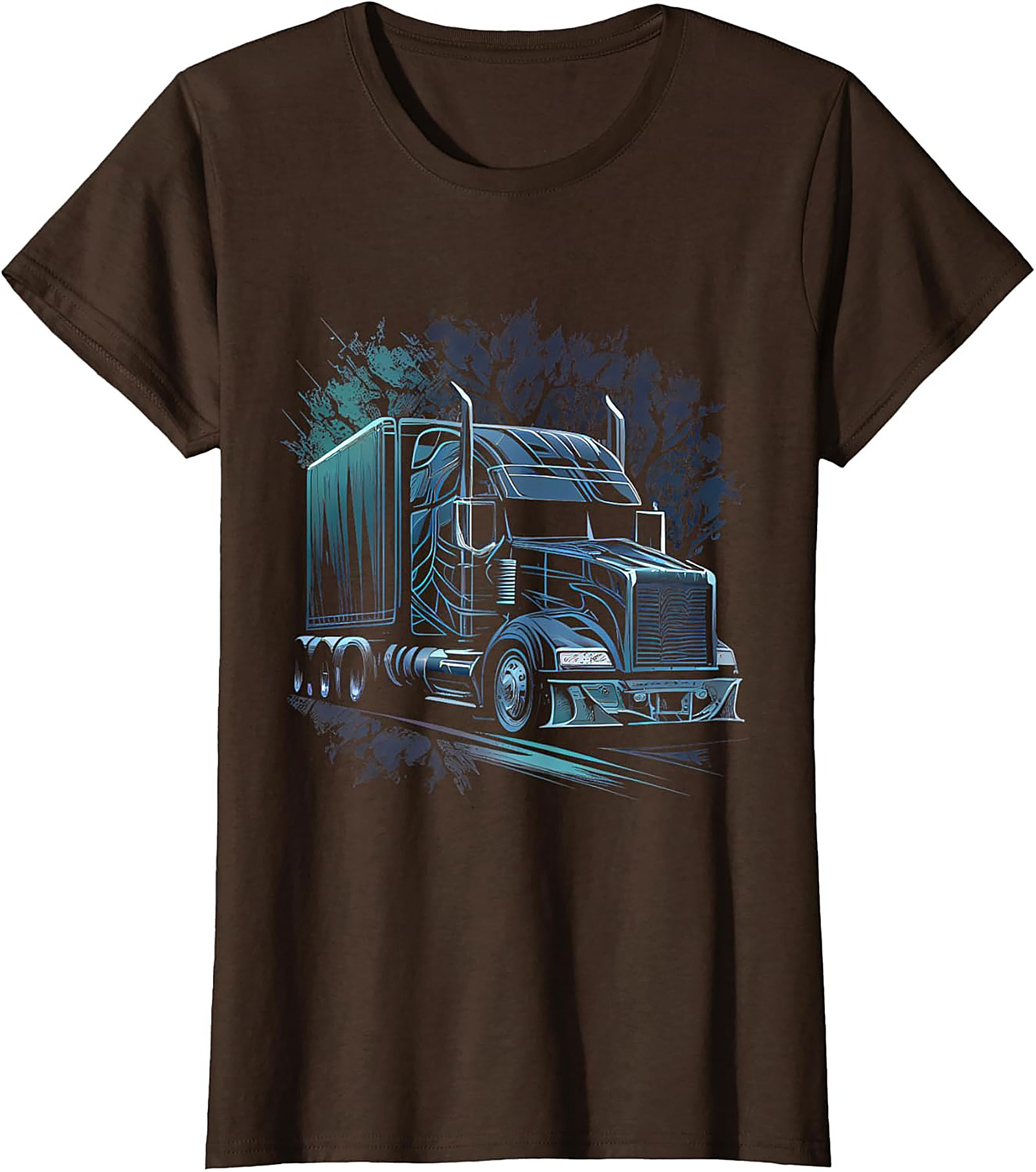 Neon Night Rider Semi Truck Graphic Tee | Big Rig Diesel Trucker Shirt