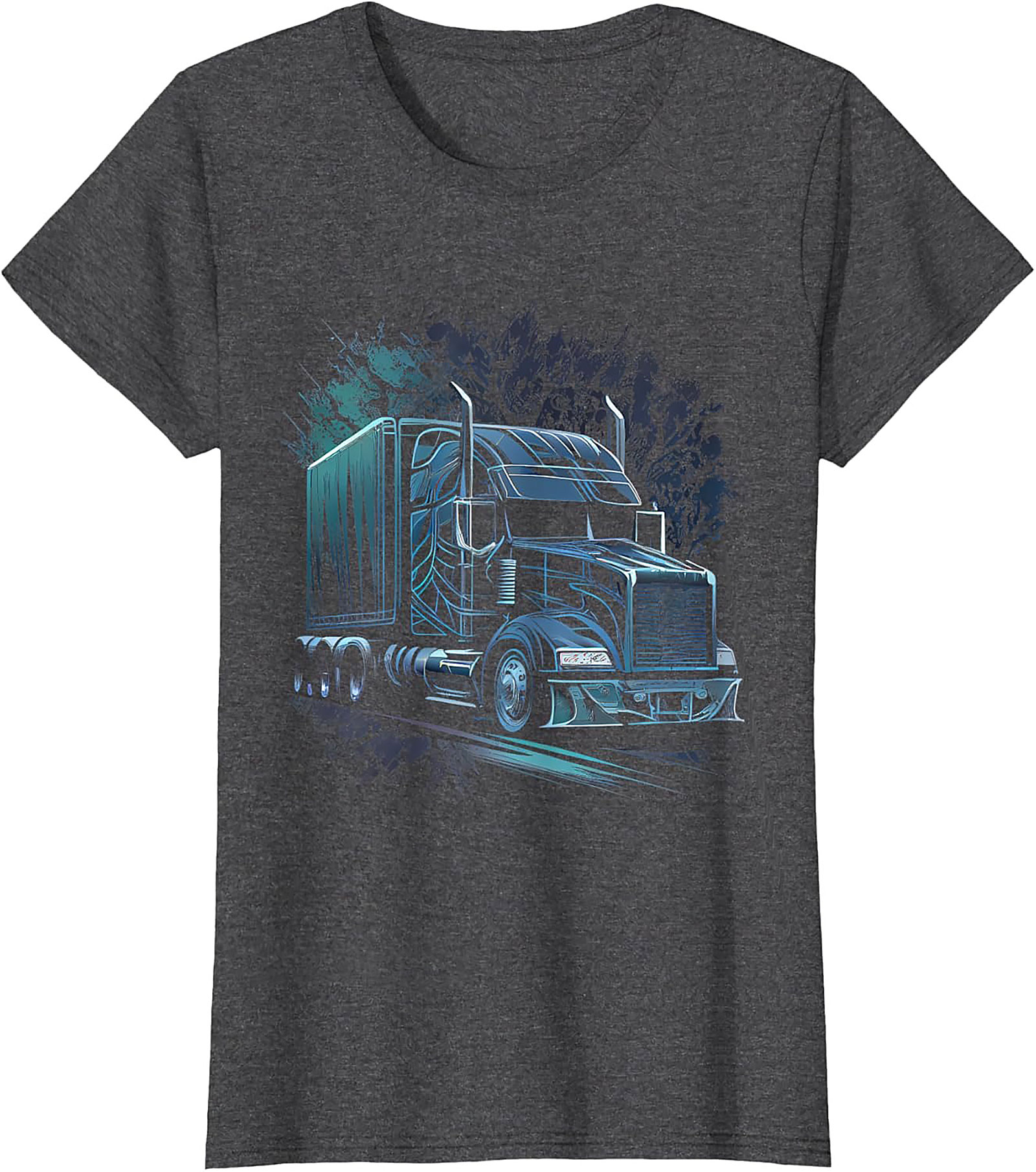 Neon Night Rider Semi Truck Graphic Tee | Big Rig Diesel Trucker Shirt