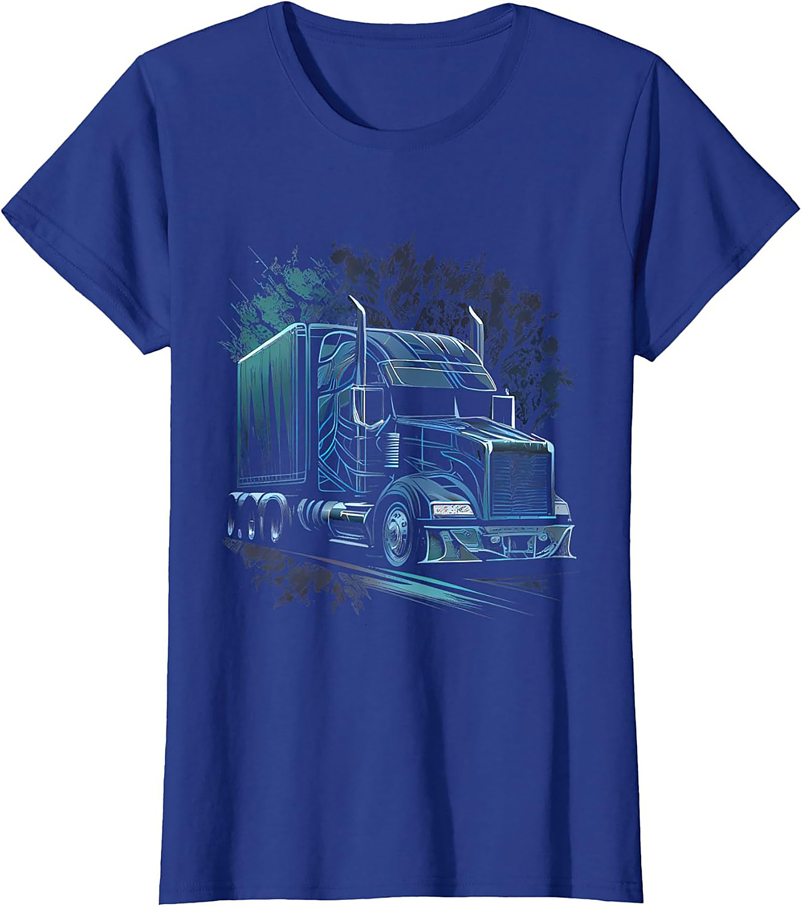 Neon Night Rider Semi Truck Graphic Tee | Big Rig Diesel Trucker Shirt