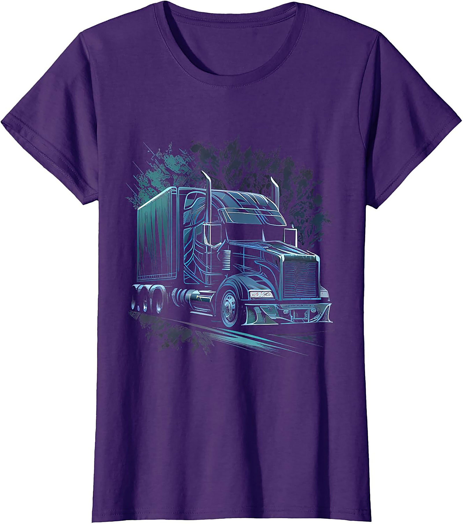 Neon Night Rider Semi Truck Graphic Tee | Big Rig Diesel Trucker Shirt