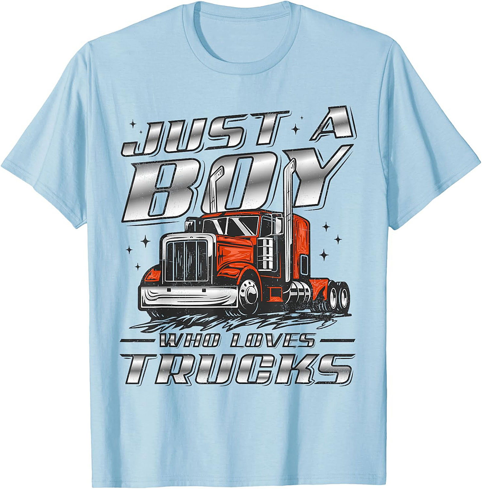 Just A Boy Who Loves Trucks Graphic Tee | Big Rig Semi-Truck Shirt