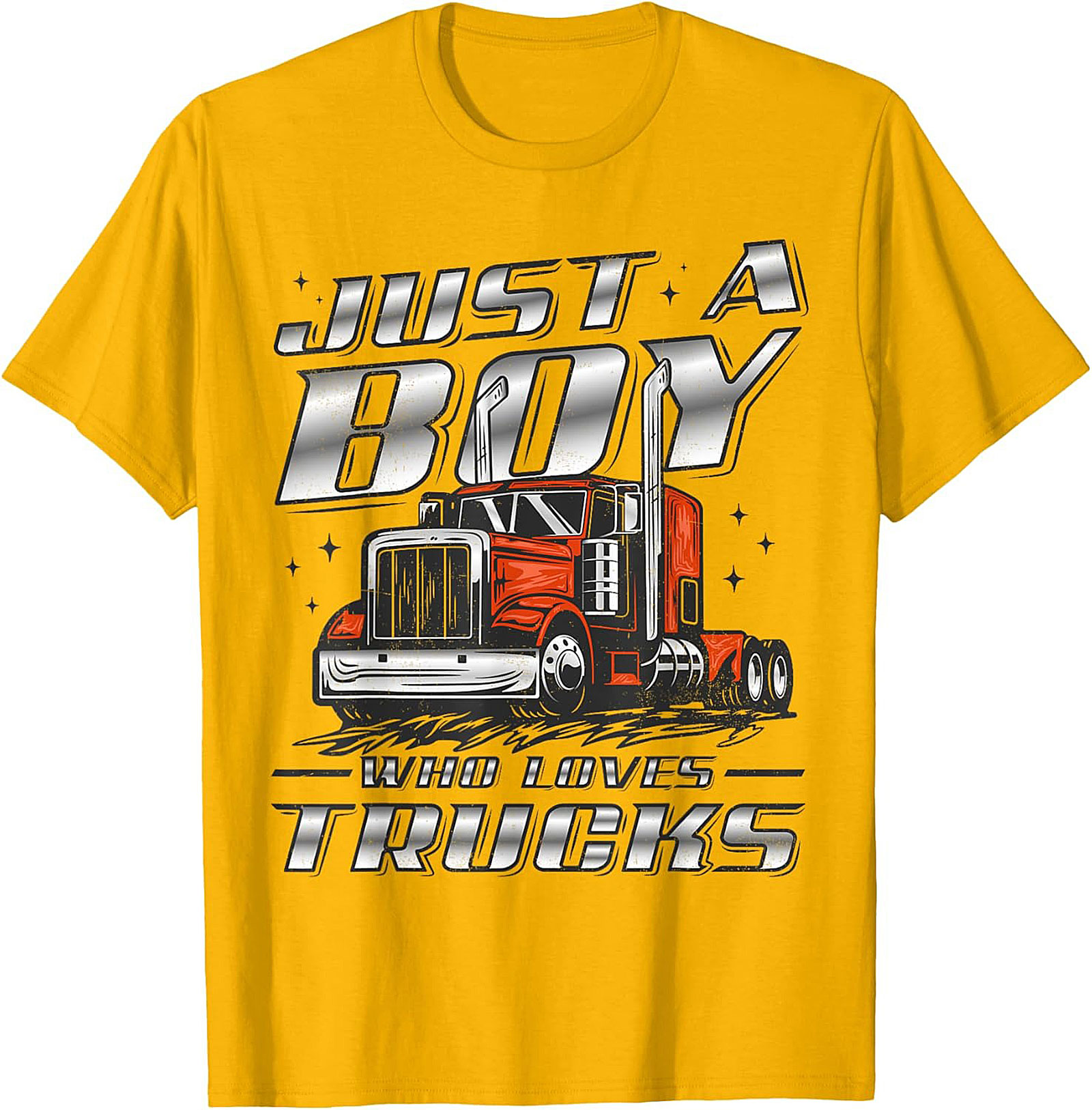 Just A Boy Who Loves Trucks Graphic Tee | Big Rig Semi-Truck Shirt