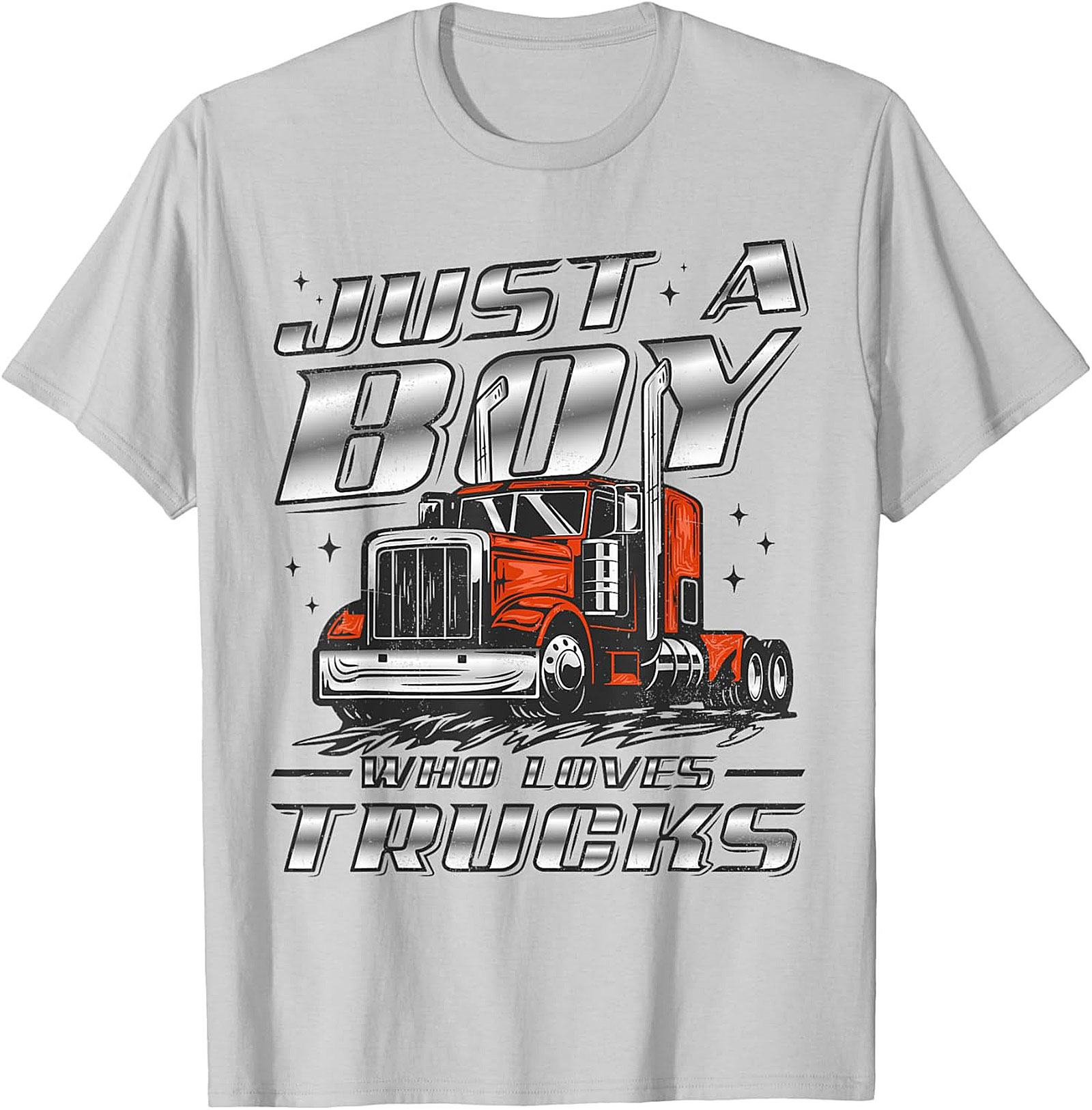 Just A Boy Who Loves Trucks Graphic Tee | Big Rig Semi-Truck Shirt