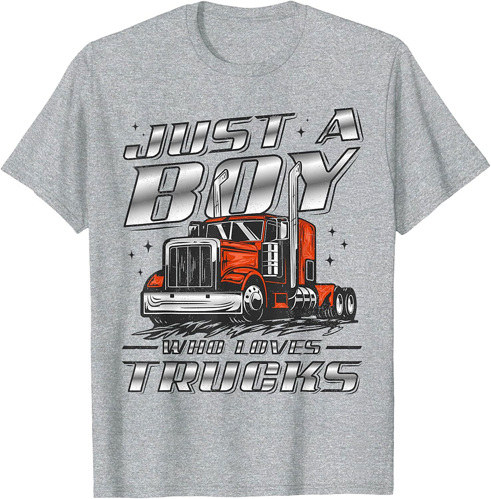 Just A Boy Who Loves Trucks Graphic Tee | Big Rig Semi-Truck Shirt