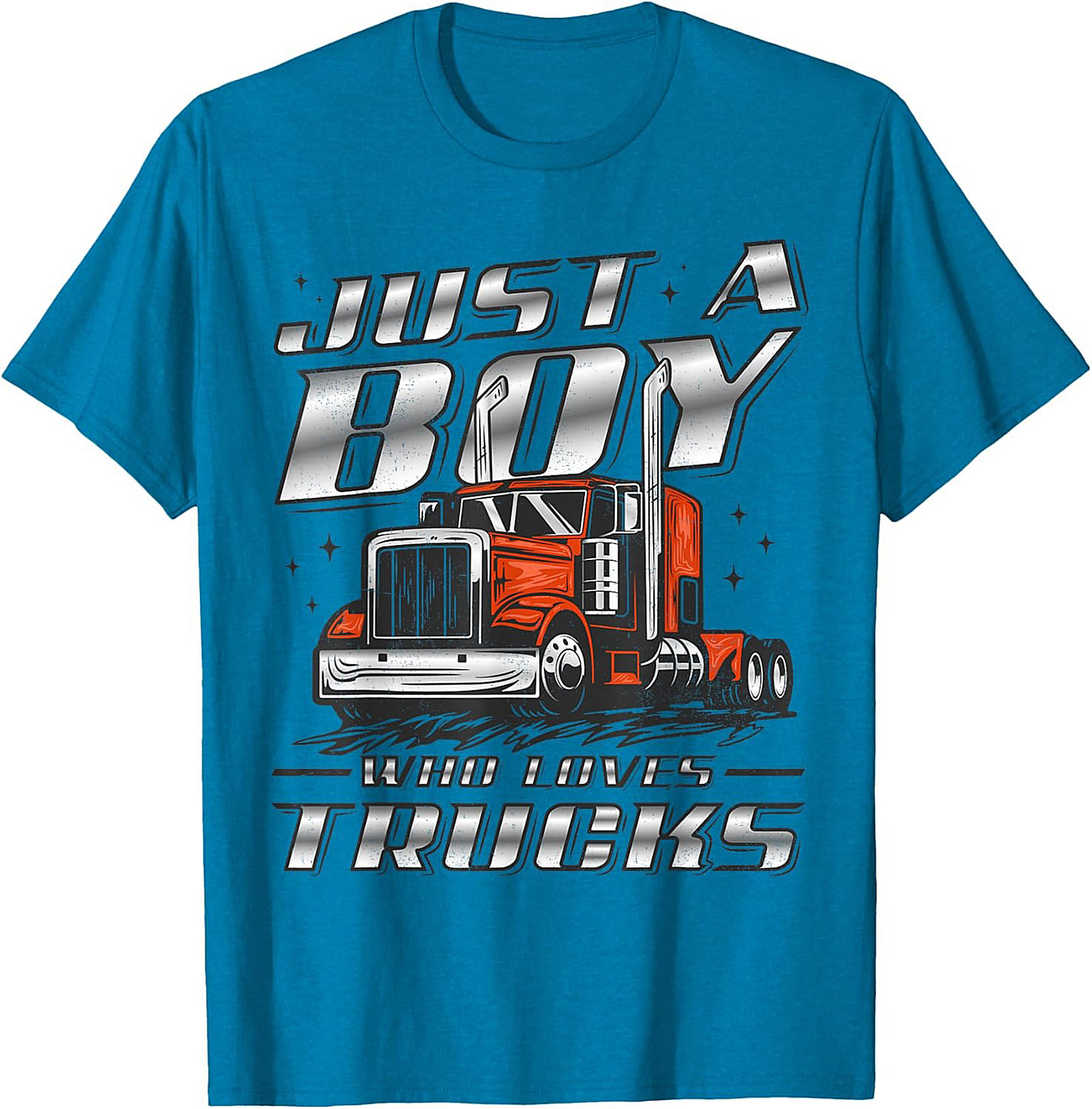 Just A Boy Who Loves Trucks Graphic Tee | Big Rig Semi-Truck Shirt