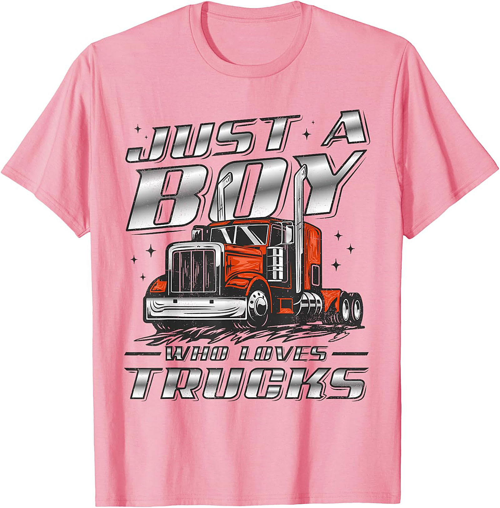 Just A Boy Who Loves Trucks Graphic Tee | Big Rig Semi-Truck Shirt
