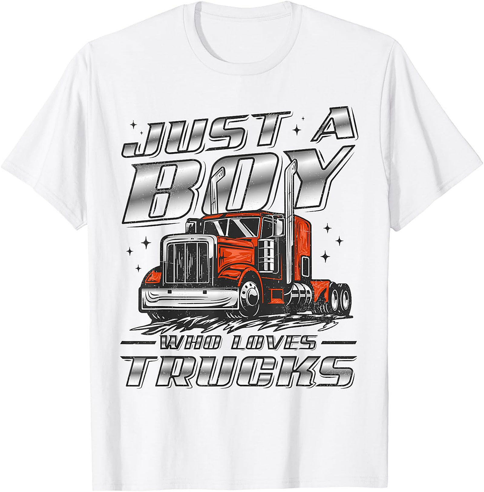 Just A Boy Who Loves Trucks Graphic Tee | Big Rig Semi-Truck Shirt
