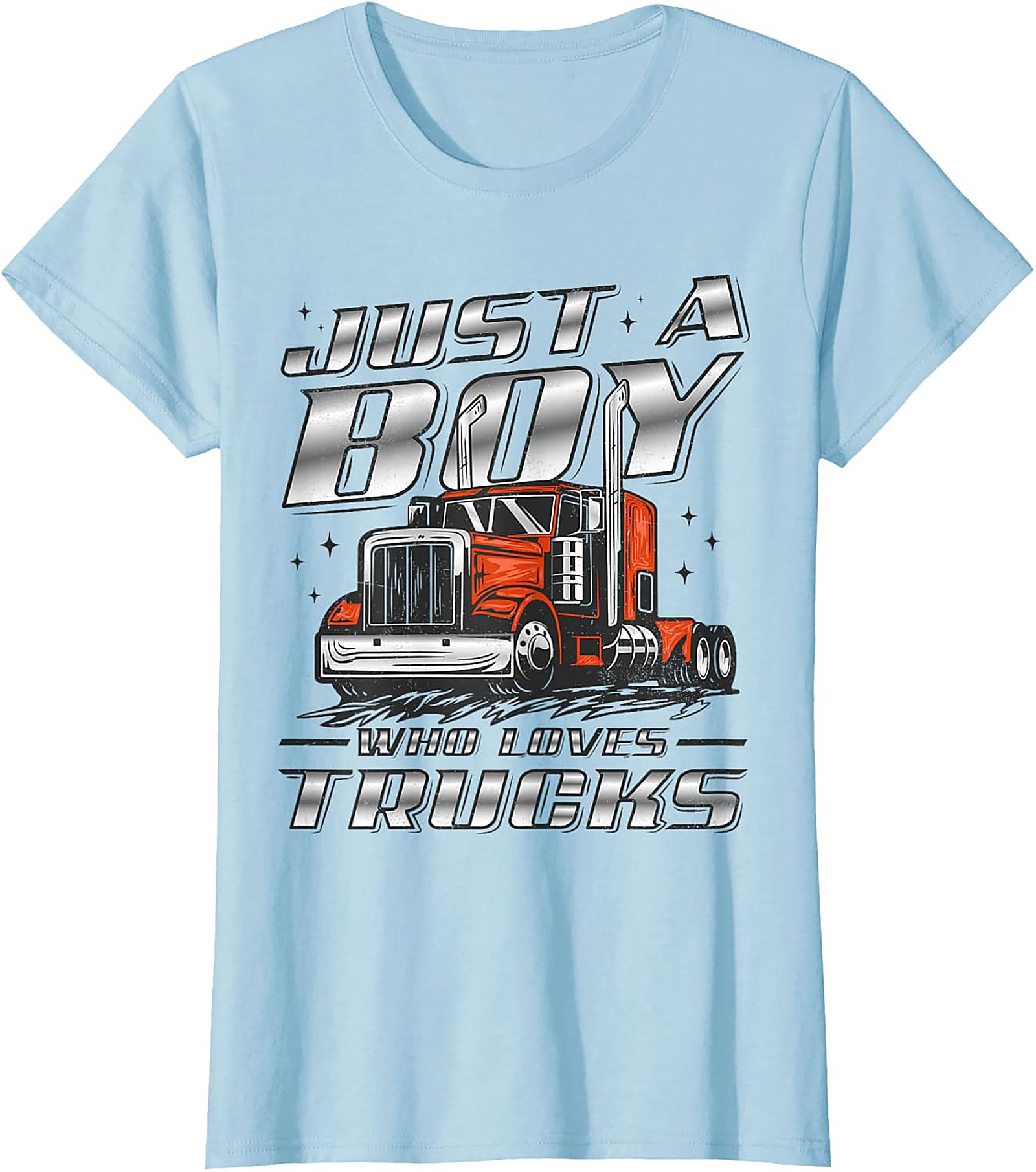 Just A Boy Who Loves Trucks Graphic Tee | Big Rig Semi-Truck Shirt