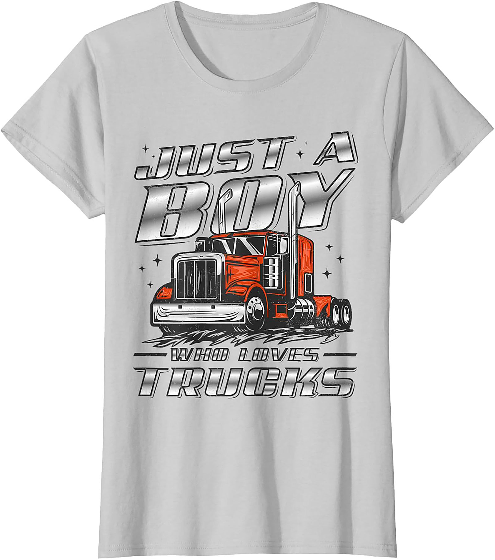 Just A Boy Who Loves Trucks Graphic Tee | Big Rig Semi-Truck Shirt