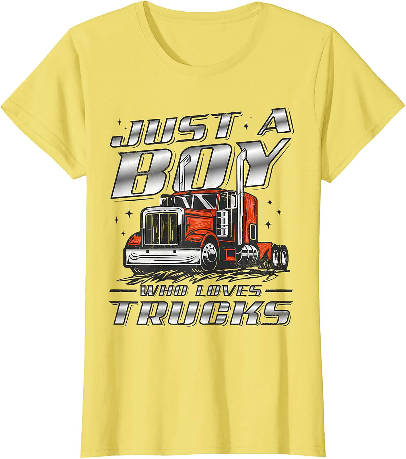Just A Boy Who Loves Trucks Graphic Tee | Big Rig Semi-Truck Shirt