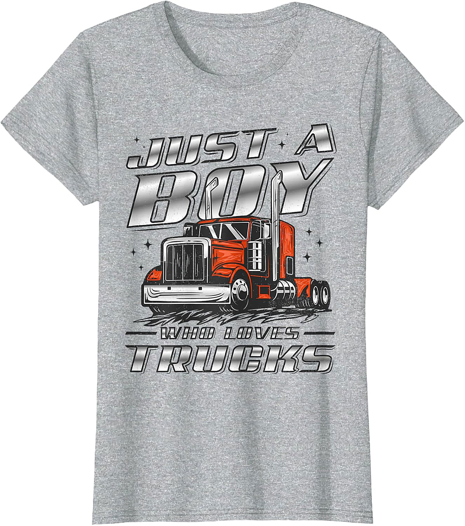 Just A Boy Who Loves Trucks Graphic Tee | Big Rig Semi-Truck Shirt