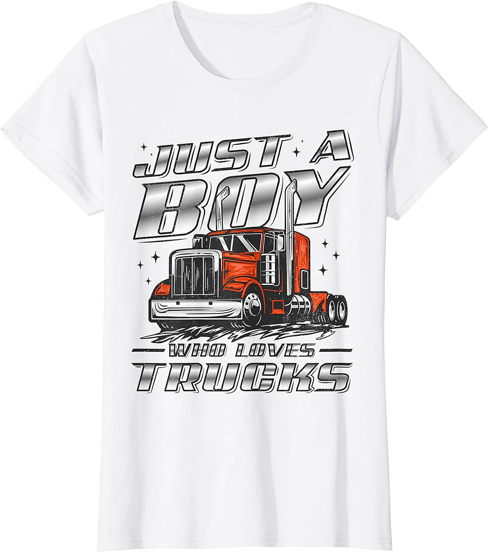 Just A Boy Who Loves Trucks Graphic Tee | Big Rig Semi-Truck Shirt
