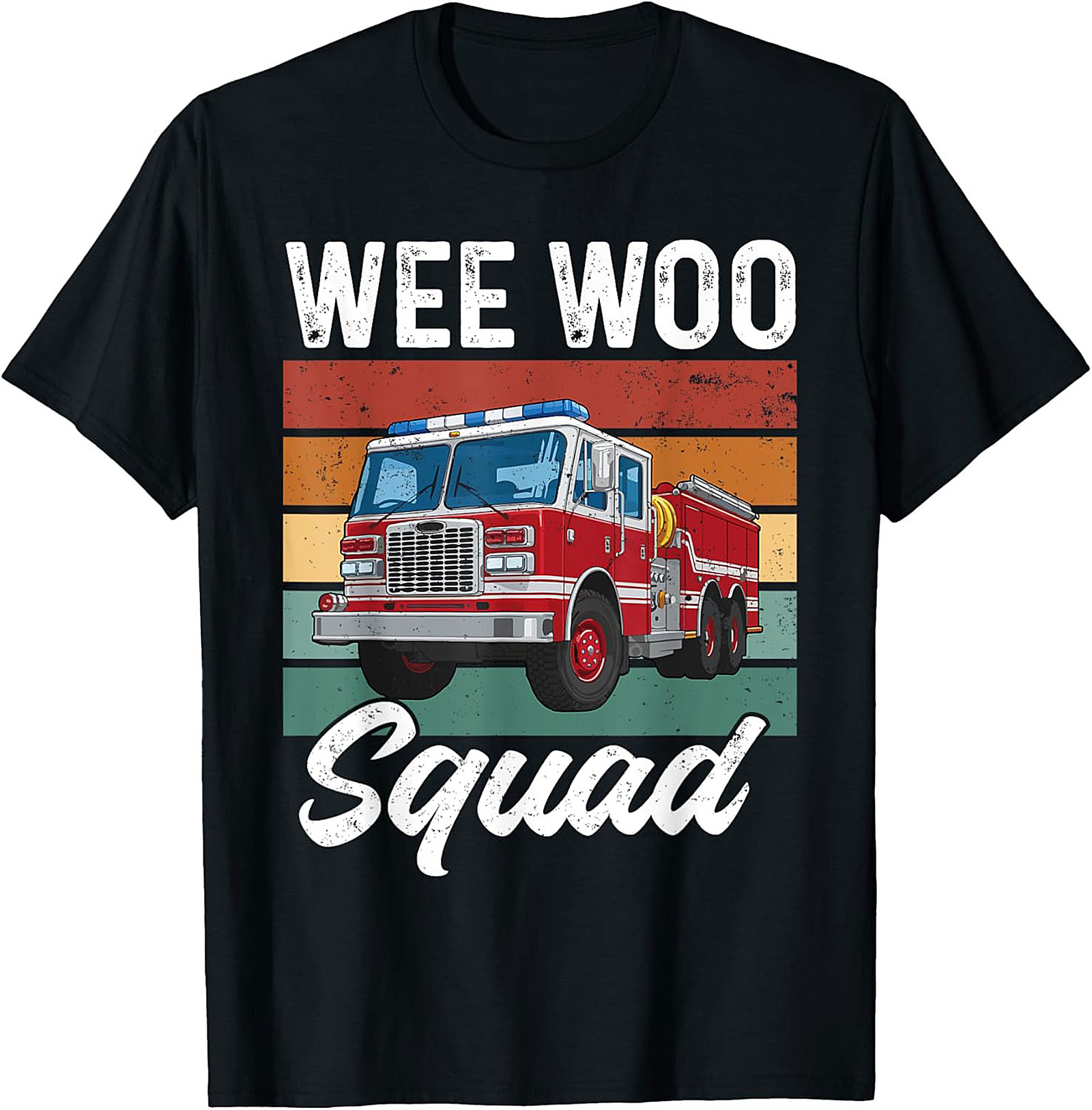 Wee Woo Squad Fire Truck T-shirt | Retro Firefighter Graphic Tee