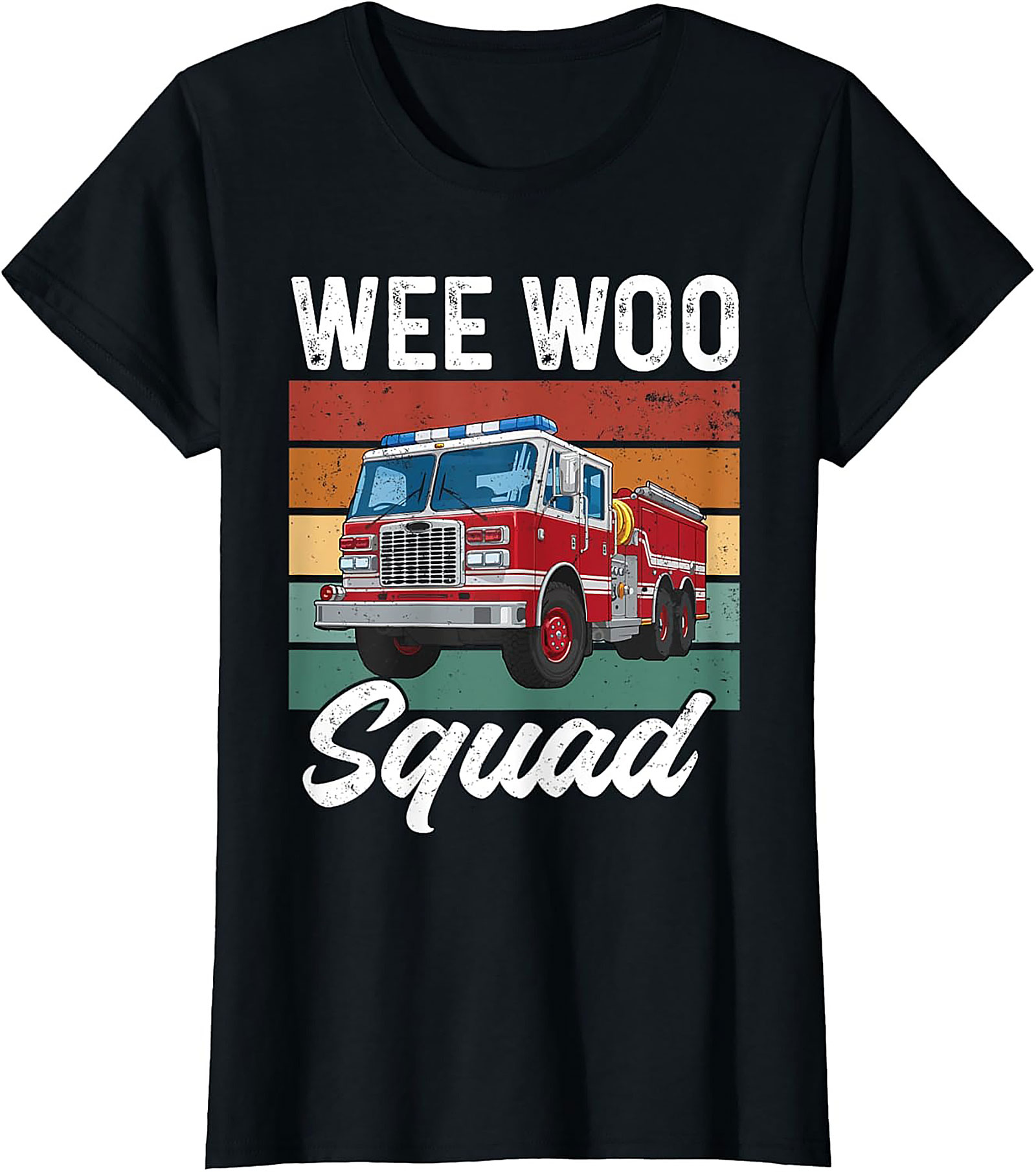 Wee Woo Squad Fire Truck T-shirt | Retro Firefighter Graphic Tee