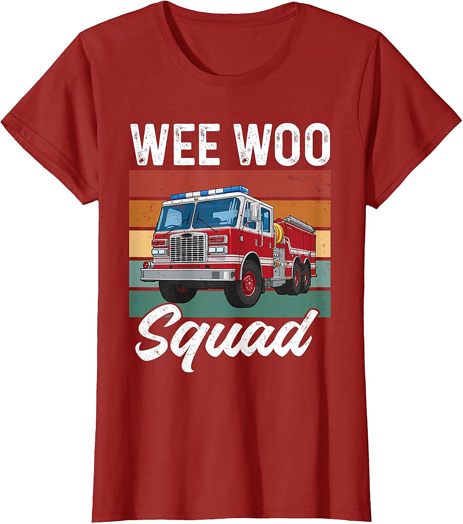 Wee Woo Squad Fire Truck T-shirt | Retro Firefighter Graphic Tee