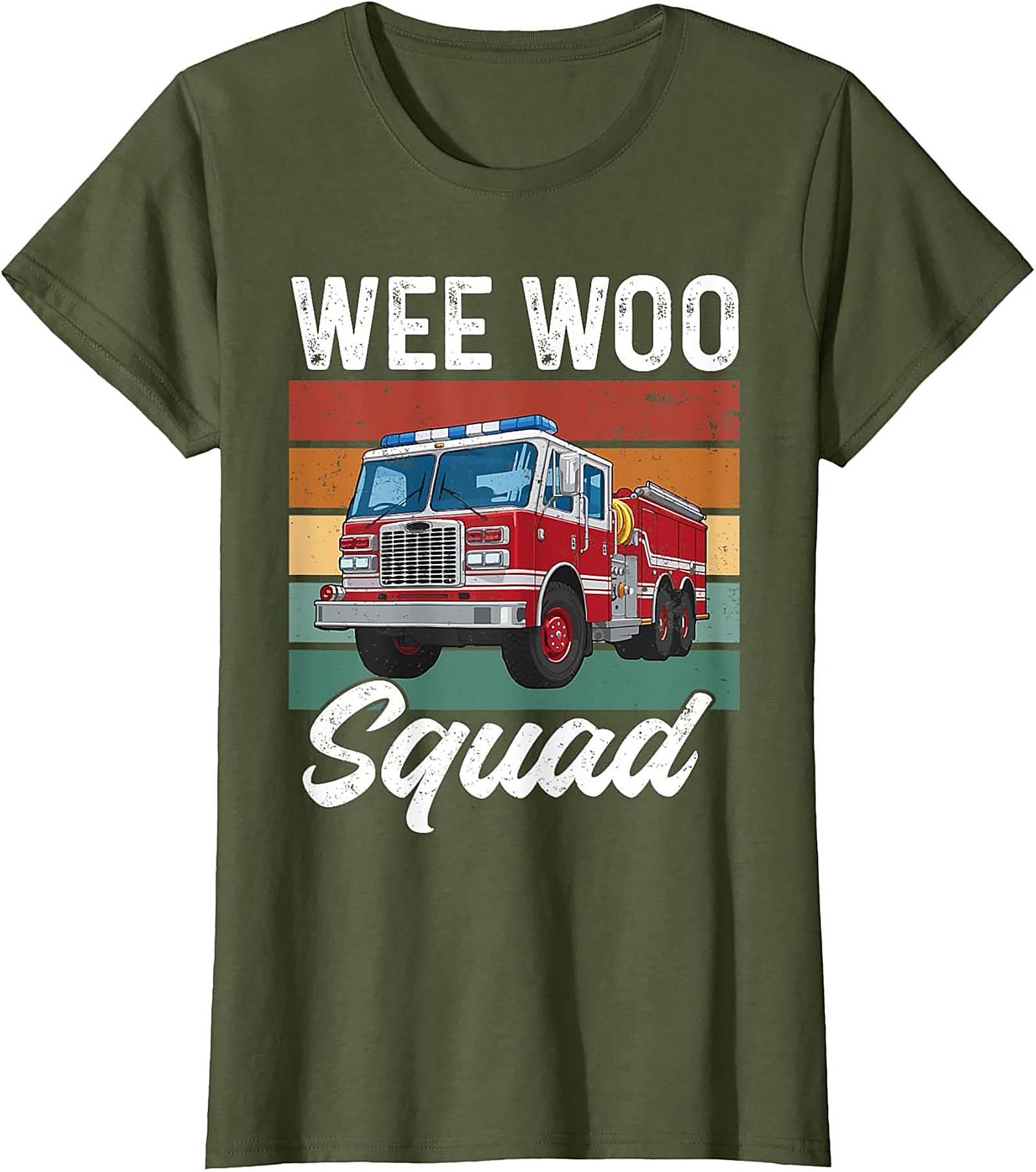 Wee Woo Squad Fire Truck T-shirt | Retro Firefighter Graphic Tee