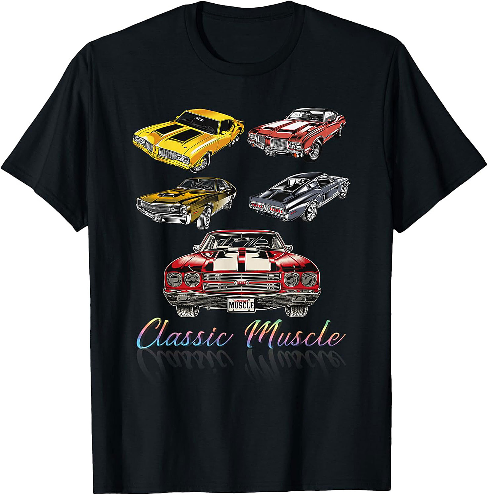 Classic Muscle Car Graphic Tee Vintage V8 Engine Shirt