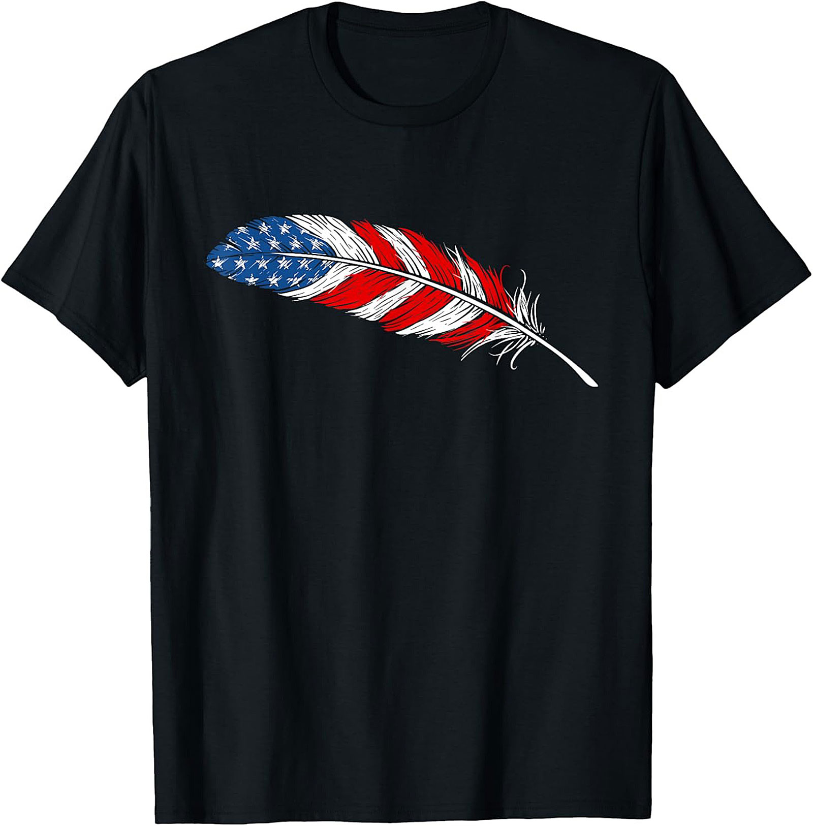 American Flag Feather T-Shirt Patriotic USA Graphic Tee