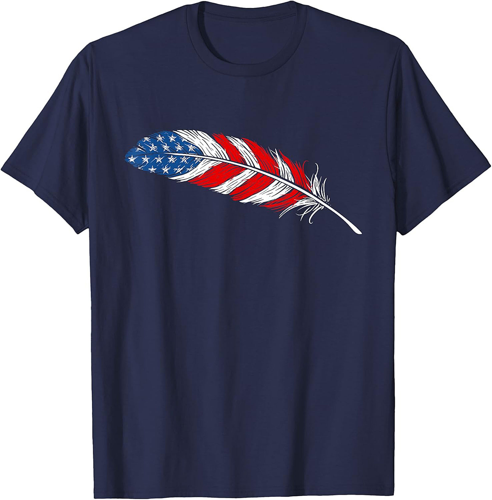 American Flag Feather T-Shirt Patriotic USA Graphic Tee