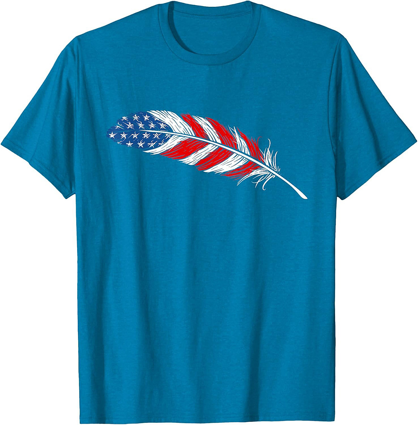 American Flag Feather T-Shirt Patriotic USA Graphic Tee