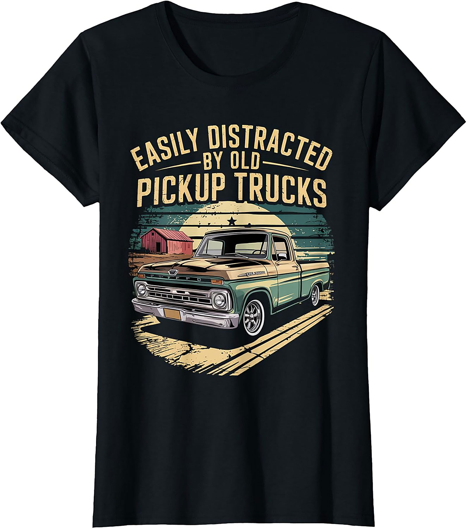 Easily Distracted By Old Pickup Trucks Funny T-shirt | Vintage Truck Graphic Tee