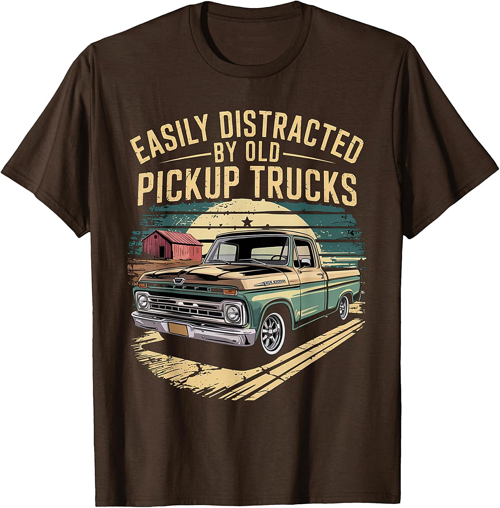 Easily Distracted By Old Pickup Trucks Funny T-shirt | Vintage Truck Graphic Tee