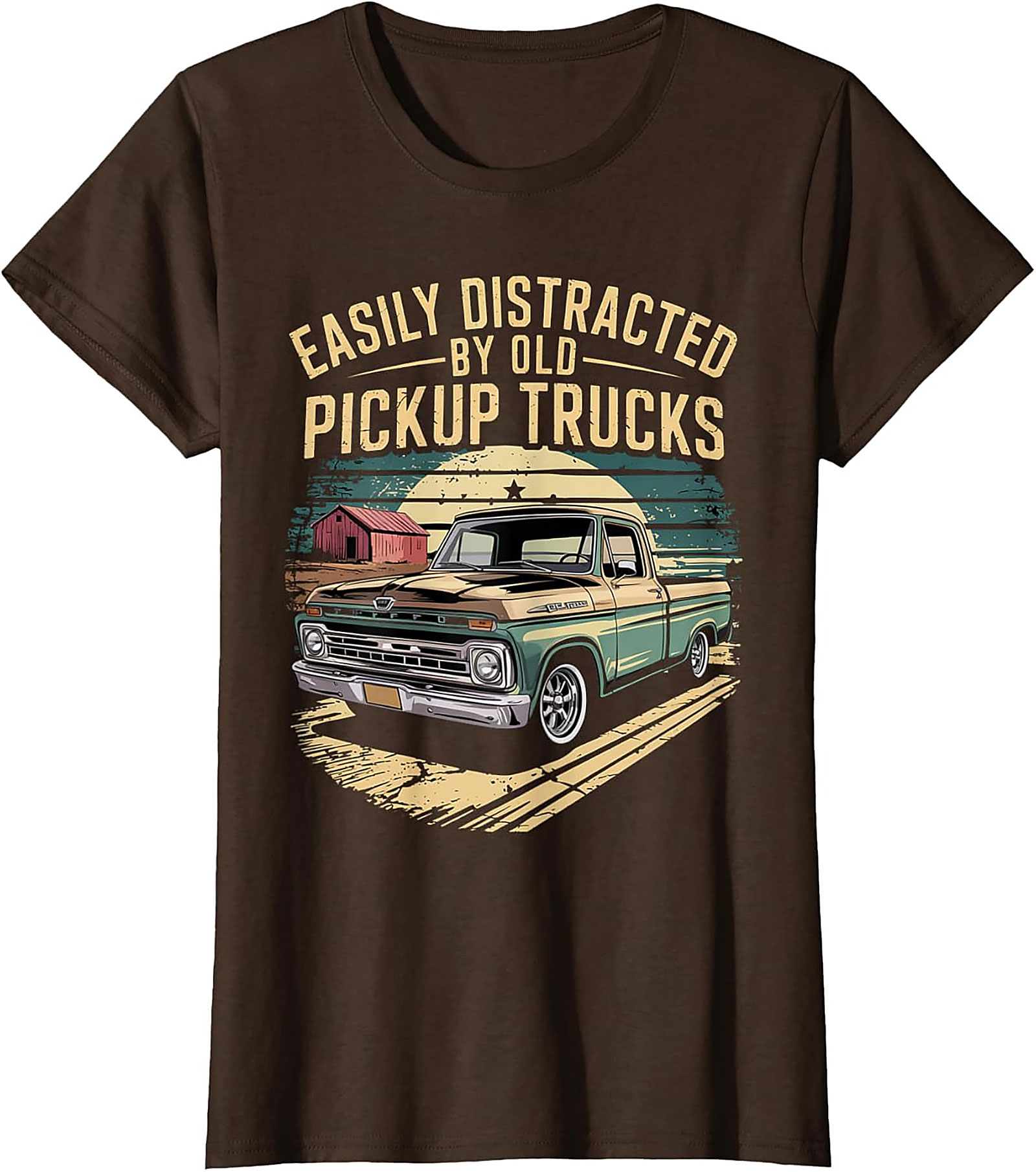 Easily Distracted By Old Pickup Trucks Funny T-shirt | Vintage Truck Graphic Tee