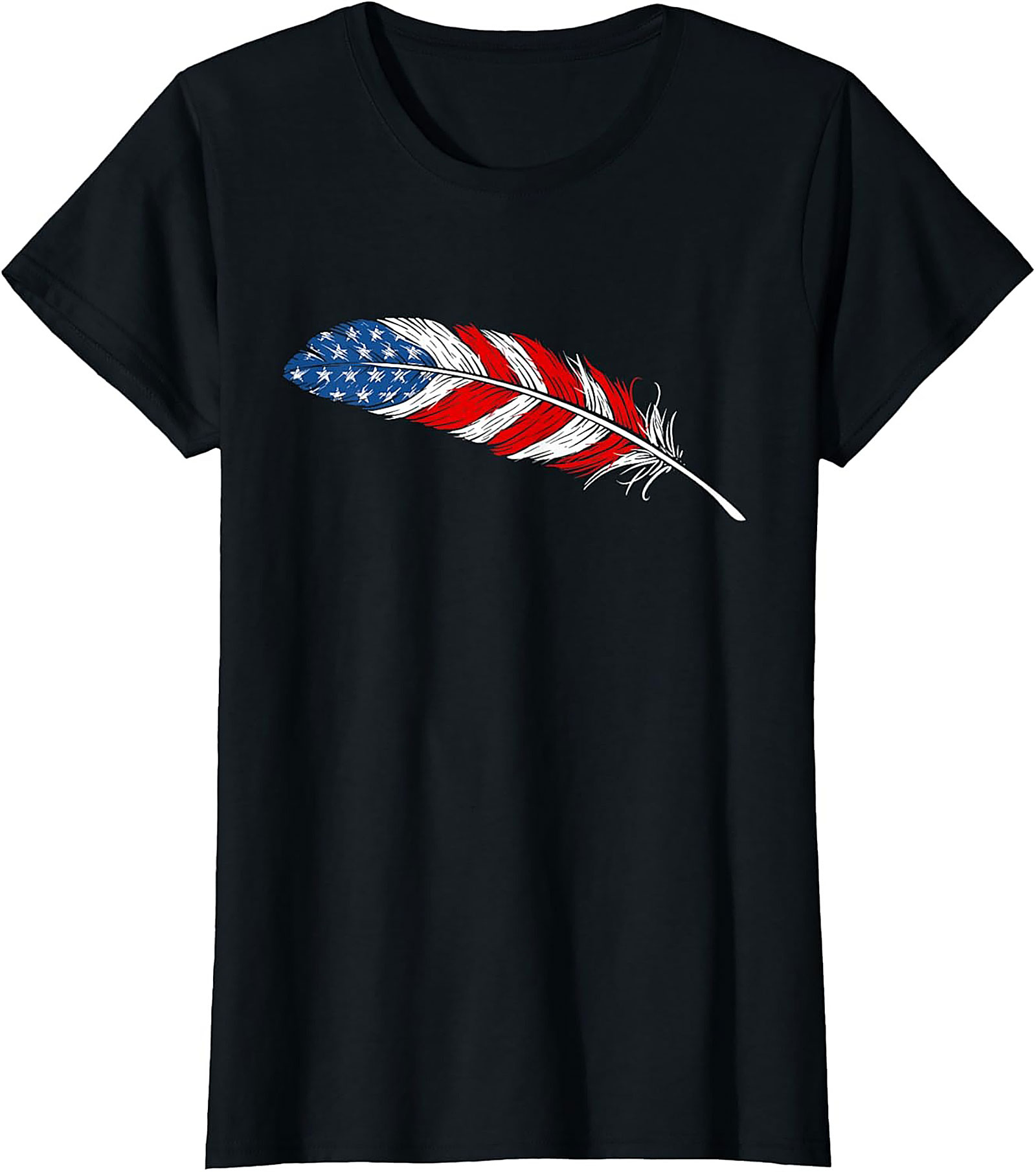 American Flag Feather T-Shirt Patriotic USA Graphic Tee