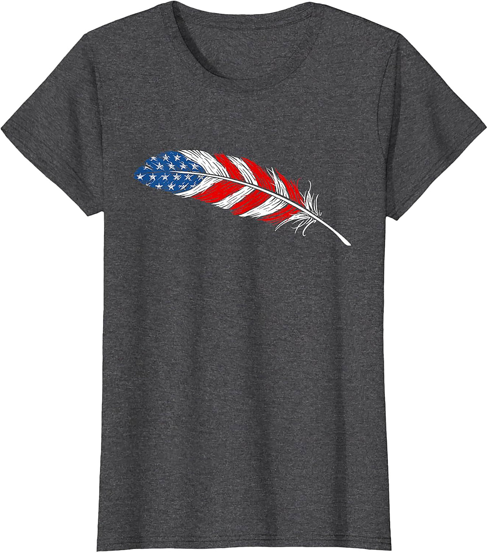 American Flag Feather T-Shirt Patriotic USA Graphic Tee