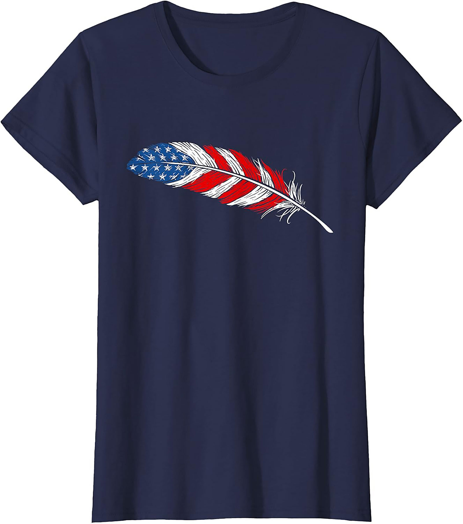American Flag Feather T-Shirt Patriotic USA Graphic Tee
