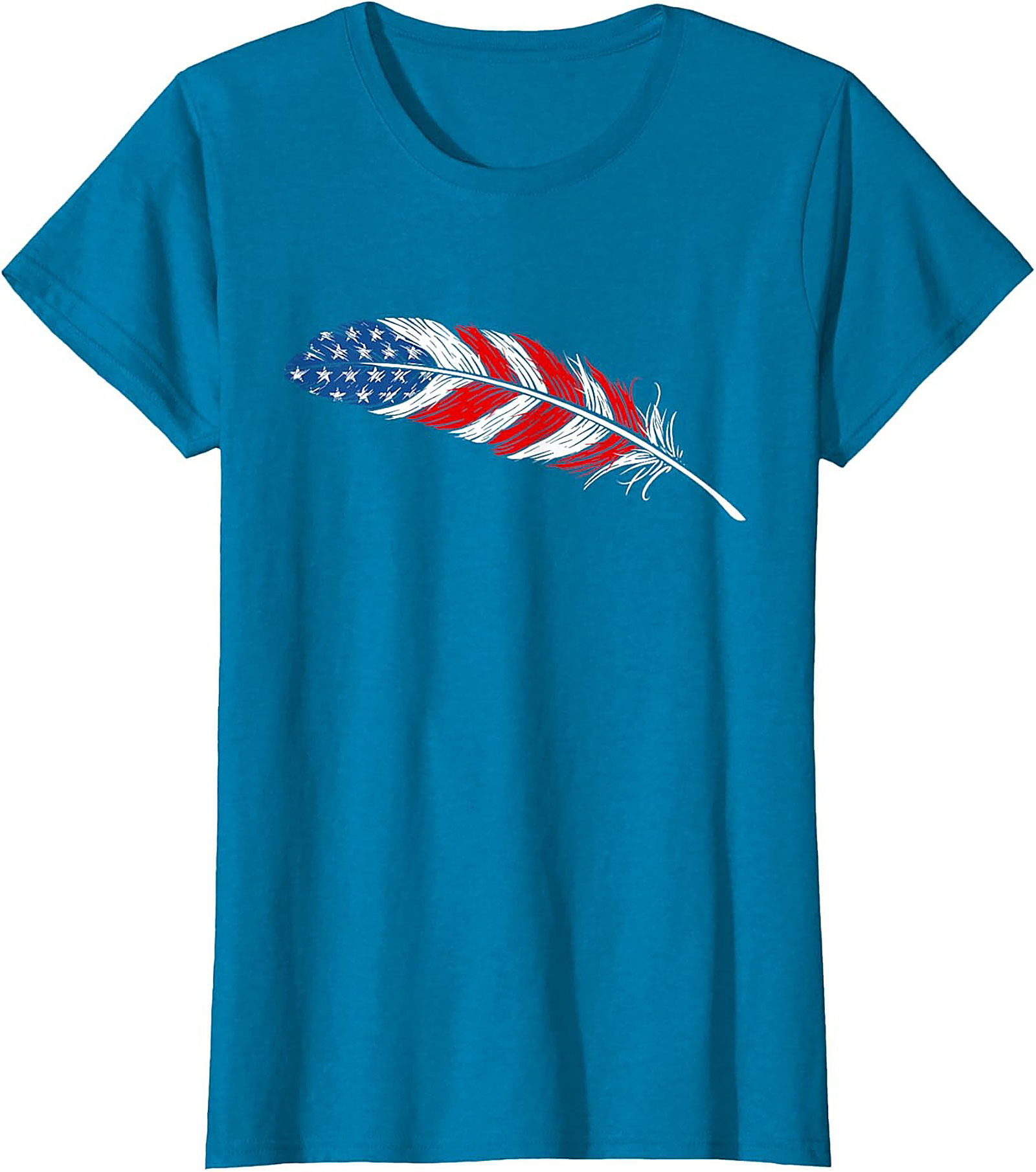 American Flag Feather T-Shirt Patriotic USA Graphic Tee