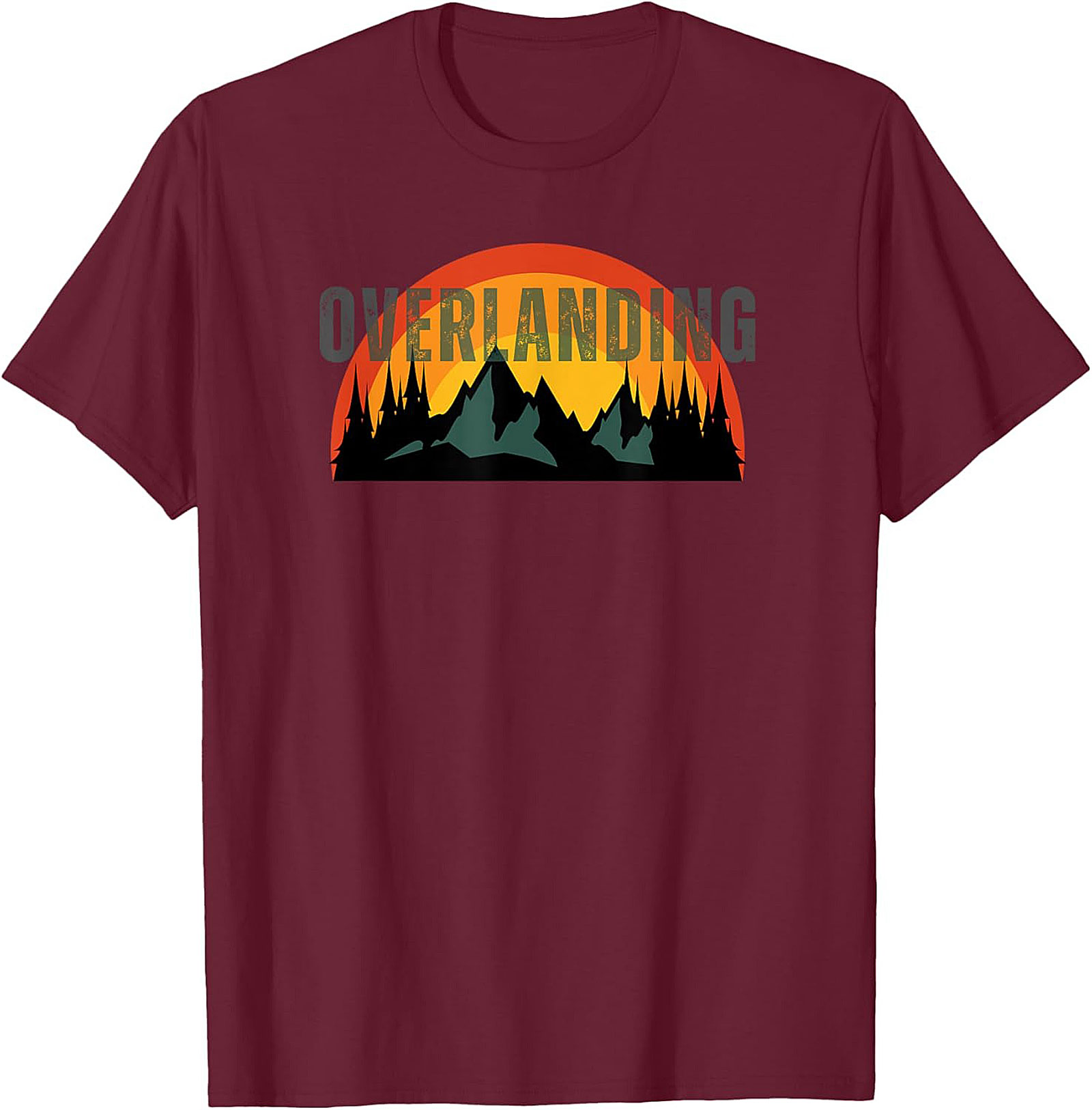 Overlanding Graphic Tee - Retro Sunset Mountain Adventure Shirt
