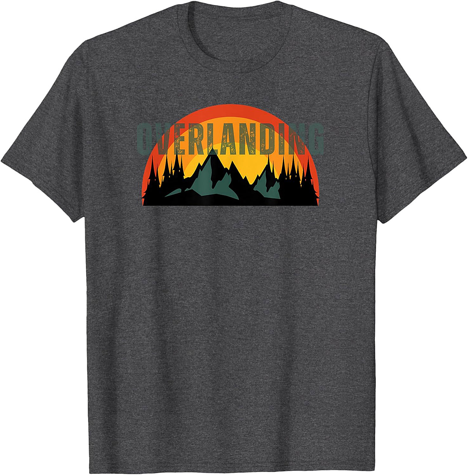 Overlanding Graphic Tee - Retro Sunset Mountain Adventure Shirt