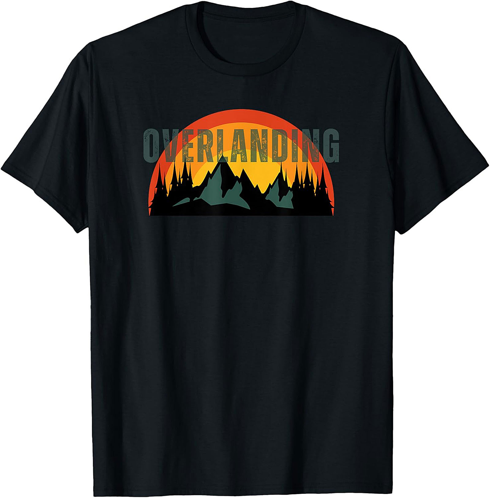 Overlanding Graphic Tee - Retro Sunset Mountain Adventure Shirt
