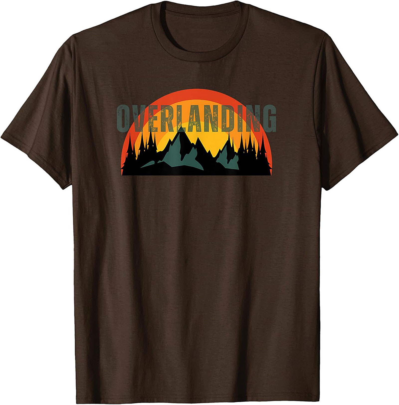 Overlanding Graphic Tee - Retro Sunset Mountain Adventure Shirt