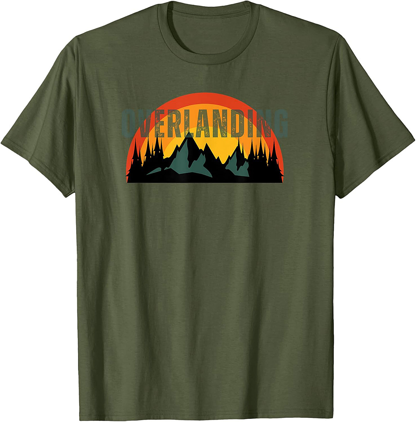 Overlanding Graphic Tee - Retro Sunset Mountain Adventure Shirt