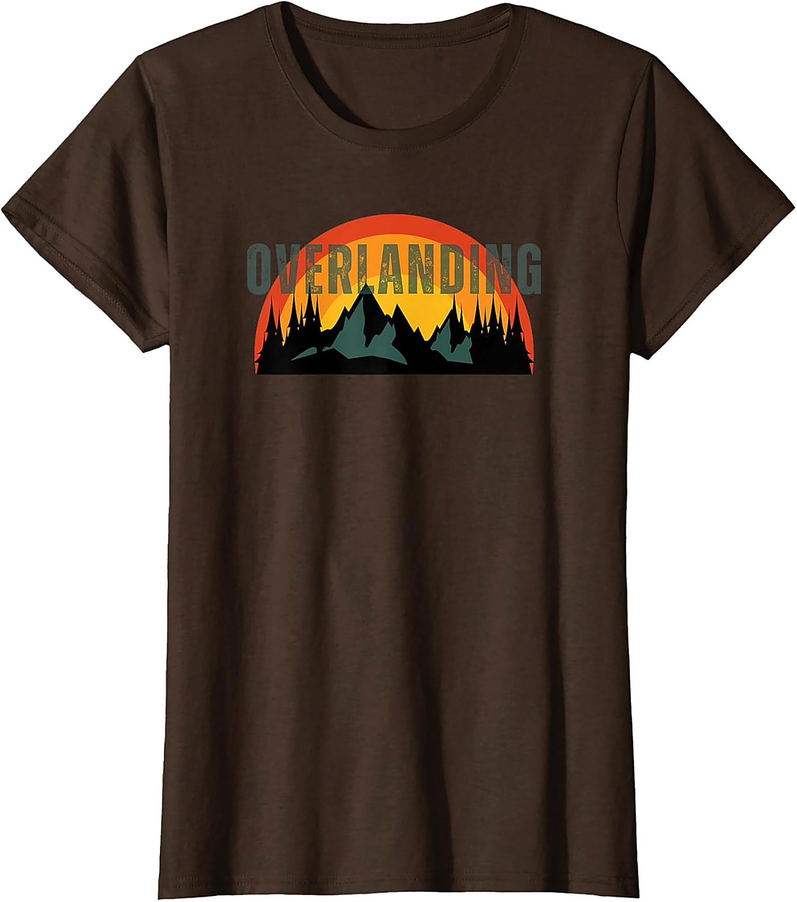 Overlanding Graphic Tee - Retro Sunset Mountain Adventure Shirt