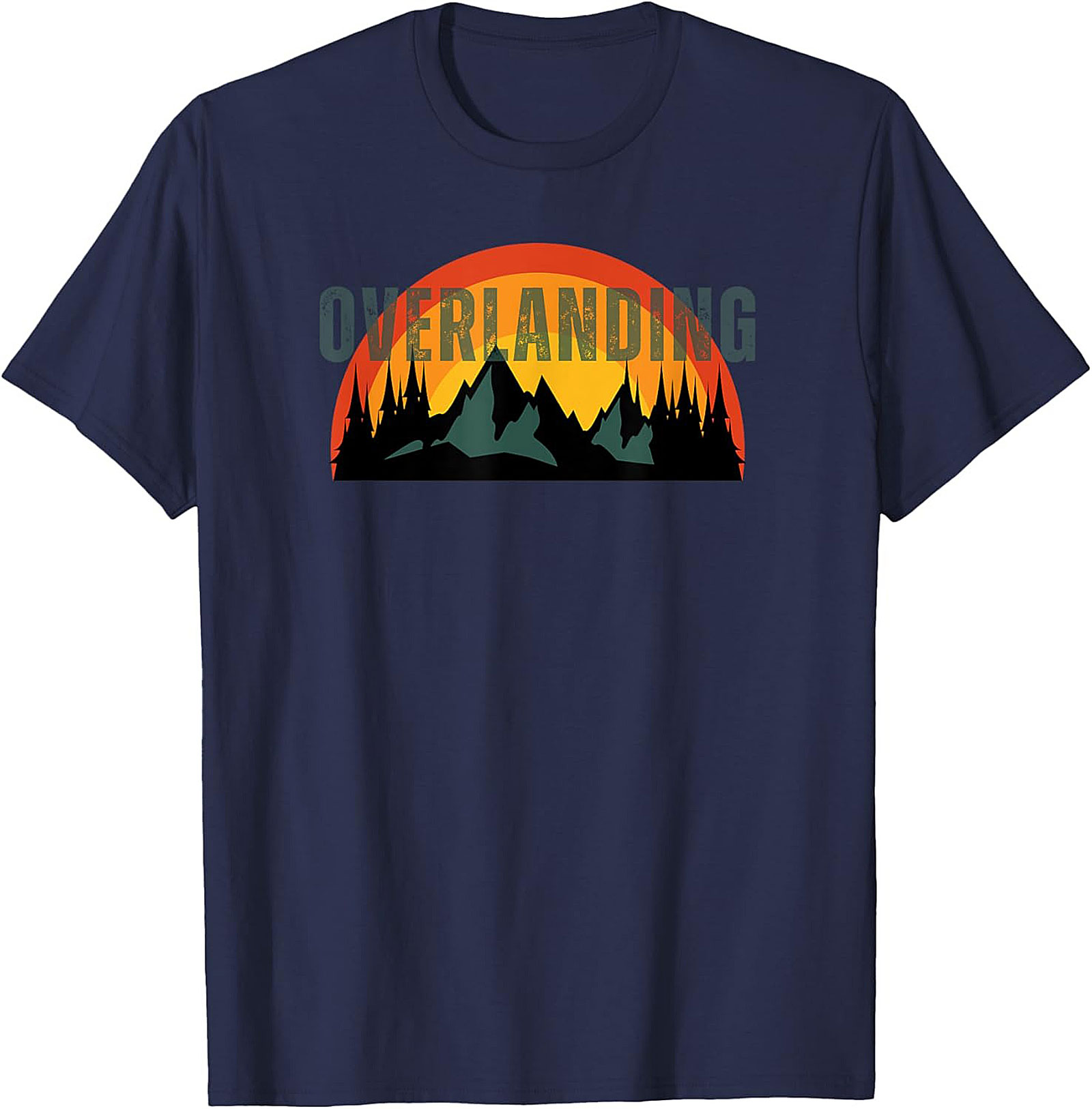 Overlanding Graphic Tee - Retro Sunset Mountain Adventure Shirt